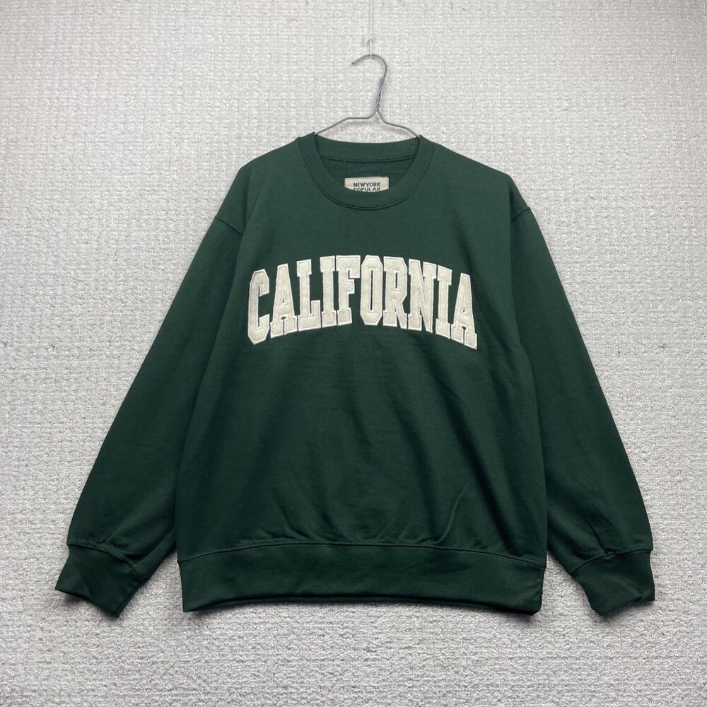 New York Popular Crewneck Pullover Sweatshirt California Spell out Green Sz M